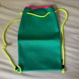 TRIANGL Neoprene Drawstring Bag NWOT Neon Turquoise Pink Yellow One Size